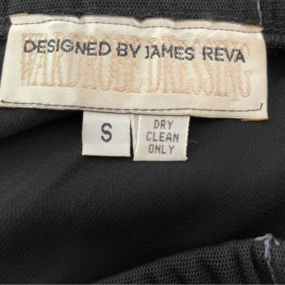 James Reva Black Tulle Skirt with Sequin & Embroidery Overlay - Size Small